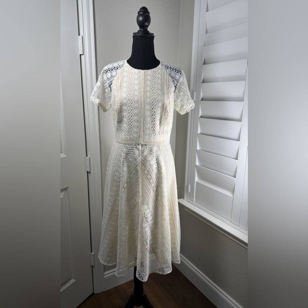 ANTONIO MELANI Ivory Lace Midi Dress